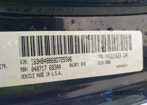 2008 Dodge Caliber Sxt из США, поврежденный, VIN 1B3HB48B68D725506